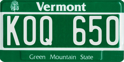 VT license plate KOQ650