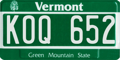 VT license plate KOQ652