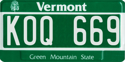 VT license plate KOQ669