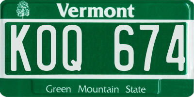 VT license plate KOQ674