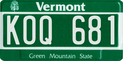 VT license plate KOQ681