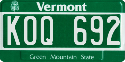 VT license plate KOQ692
