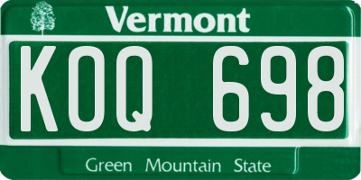 VT license plate KOQ698
