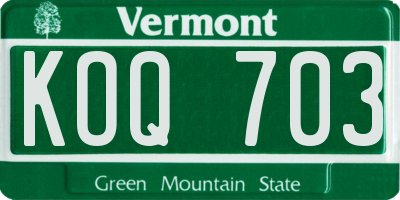 VT license plate KOQ703