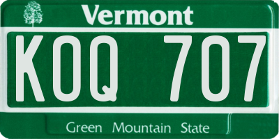 VT license plate KOQ707