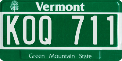 VT license plate KOQ711