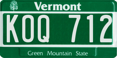 VT license plate KOQ712