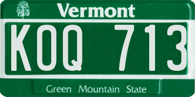 VT license plate KOQ713