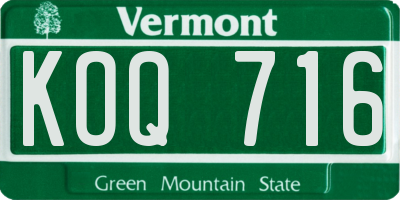 VT license plate KOQ716