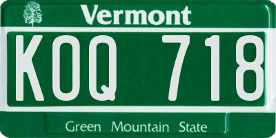 VT license plate KOQ718