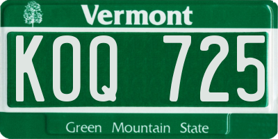 VT license plate KOQ725