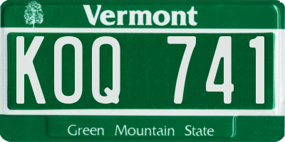 VT license plate KOQ741