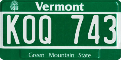 VT license plate KOQ743