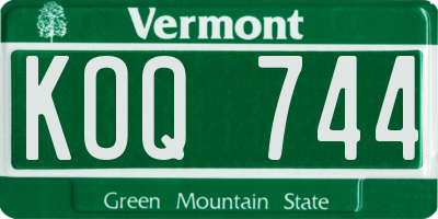 VT license plate KOQ744