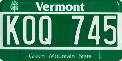 VT license plate KOQ745