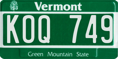 VT license plate KOQ749