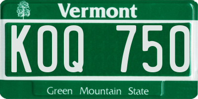 VT license plate KOQ750