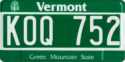 VT license plate KOQ752