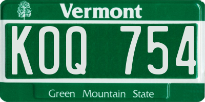 VT license plate KOQ754