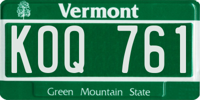 VT license plate KOQ761