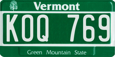 VT license plate KOQ769