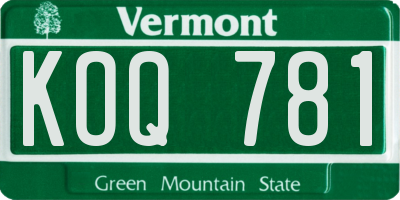 VT license plate KOQ781