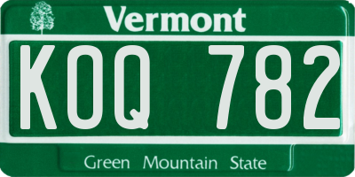 VT license plate KOQ782