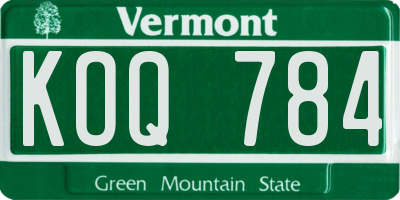 VT license plate KOQ784