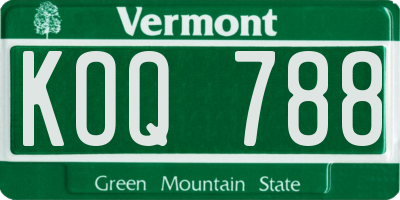 VT license plate KOQ788