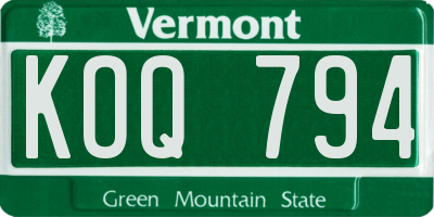 VT license plate KOQ794