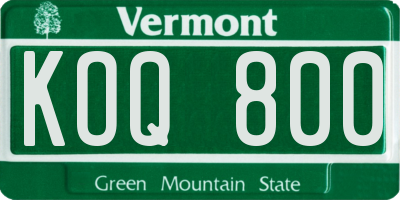 VT license plate KOQ800