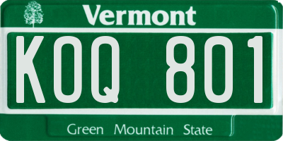 VT license plate KOQ801