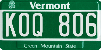 VT license plate KOQ806