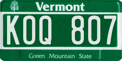 VT license plate KOQ807