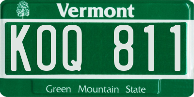 VT license plate KOQ811