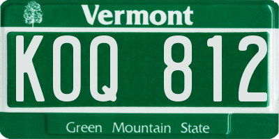 VT license plate KOQ812
