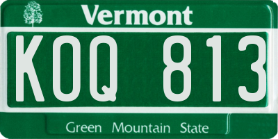 VT license plate KOQ813