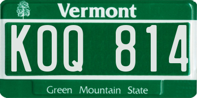 VT license plate KOQ814