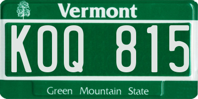 VT license plate KOQ815