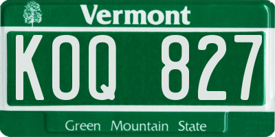 VT license plate KOQ827