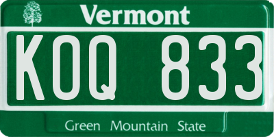 VT license plate KOQ833