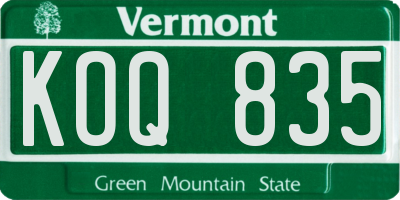 VT license plate KOQ835