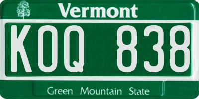 VT license plate KOQ838