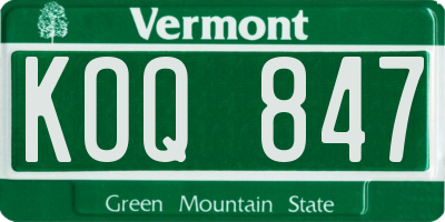 VT license plate KOQ847