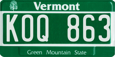 VT license plate KOQ863