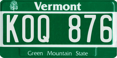 VT license plate KOQ876