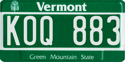 VT license plate KOQ883