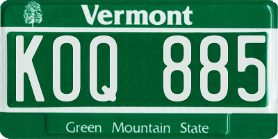 VT license plate KOQ885