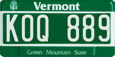VT license plate KOQ889