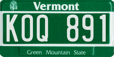 VT license plate KOQ891